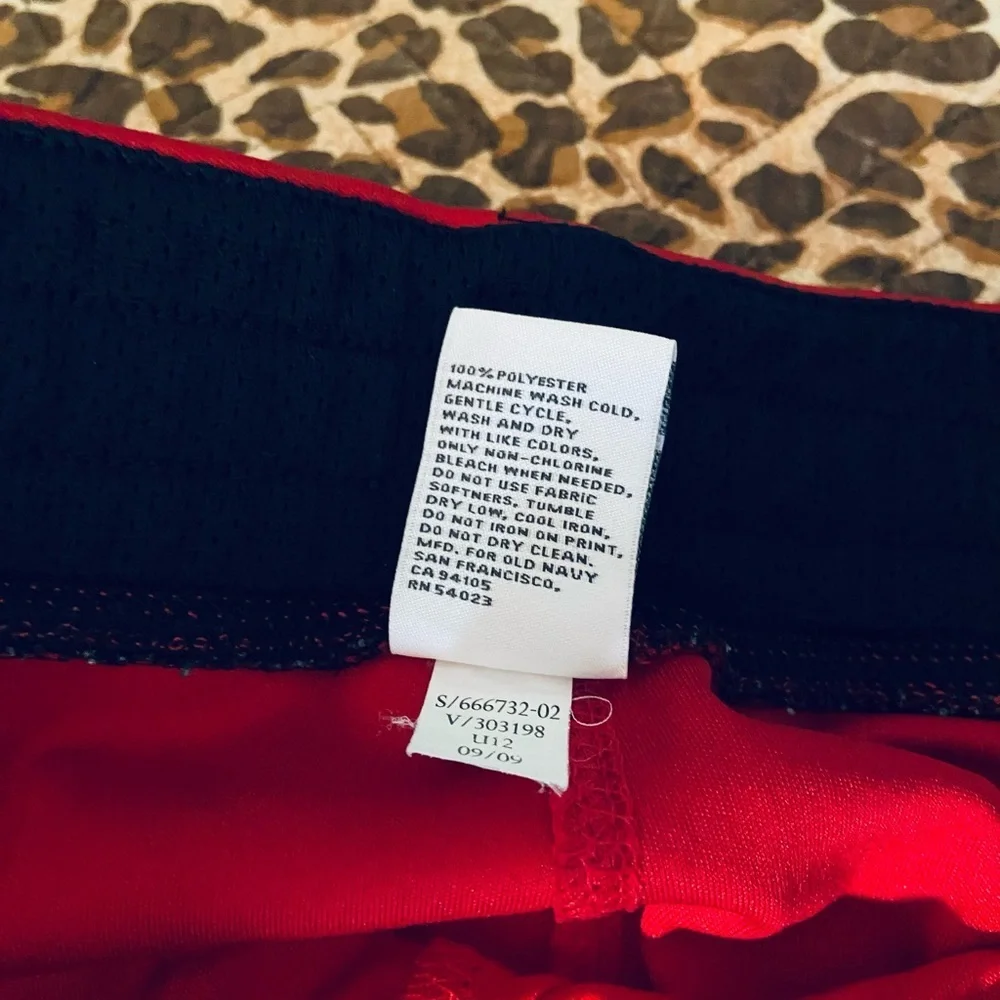 Red w/ Black White Stripe Athletic shorts Medium